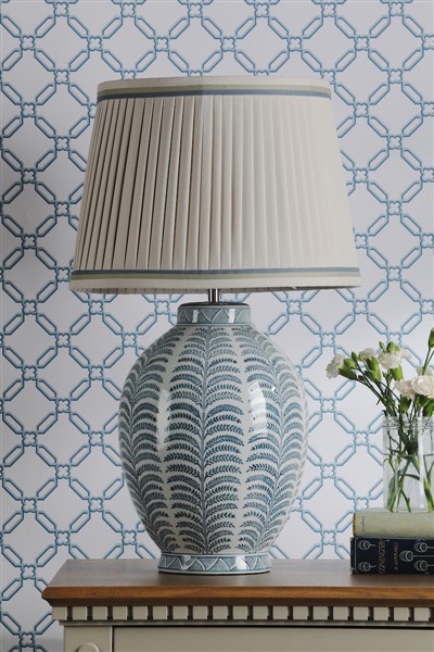 (image for) Laura Ashley Stannard Table Lamp Blue Ceramic With Shade